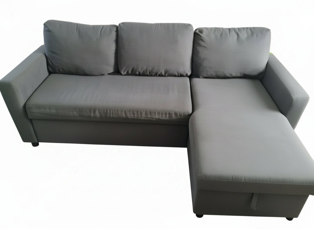 Schnittsofa – festes, weiches schwarzes Sofa mit Stauraum, ausziehbares Schlafsofa