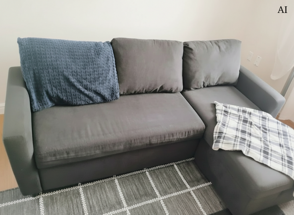 Schnittsofa – festes, weiches schwarzes Sofa mit Stauraum, ausziehbares Schlafsofa