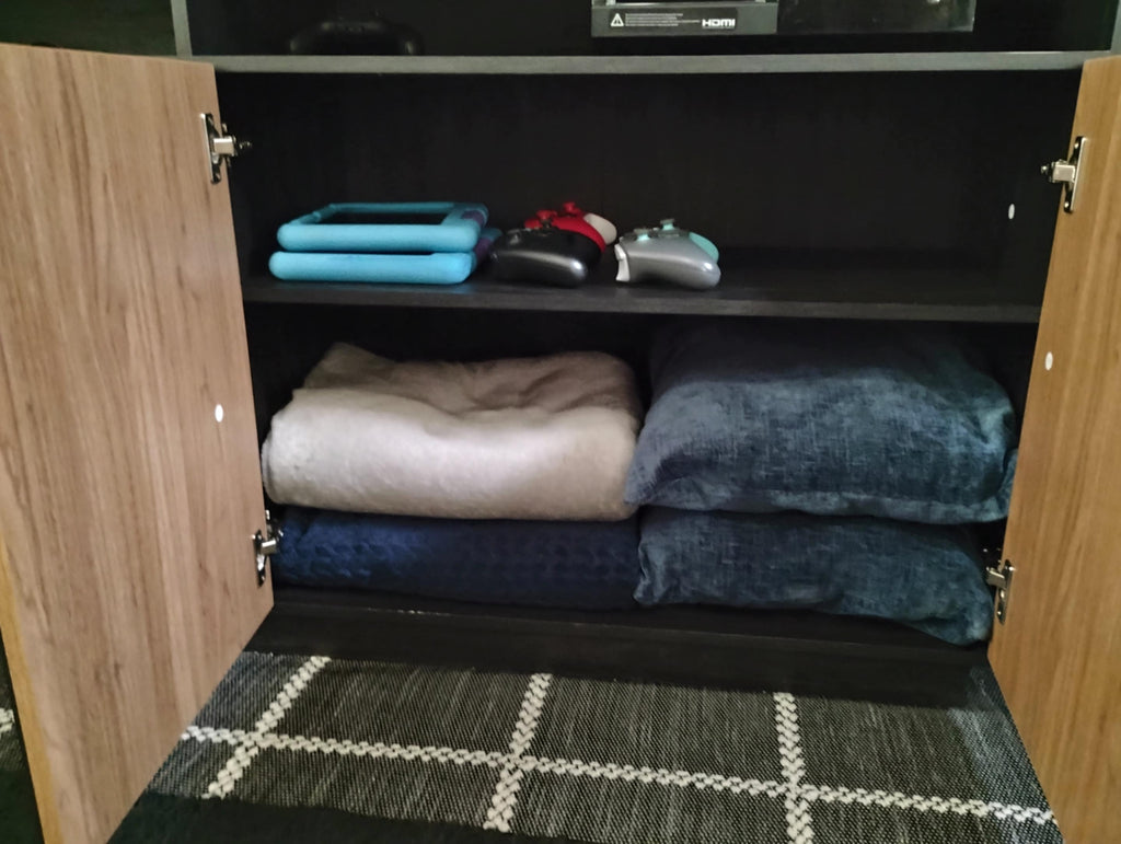 TV-Schrank-Set, Schwarz, Kamel, Mid-Century Modern, 2-teilig, hoch, Stauraum, verstellbare Regalböden/Türen