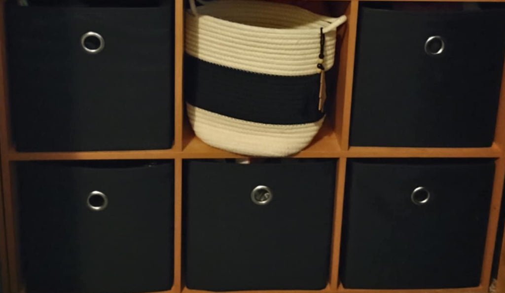 Schwarze Stoffaufbewahrungsbehälter mit Griffen für Schlafzimmer, Wohnzimmer oder Abstellraum